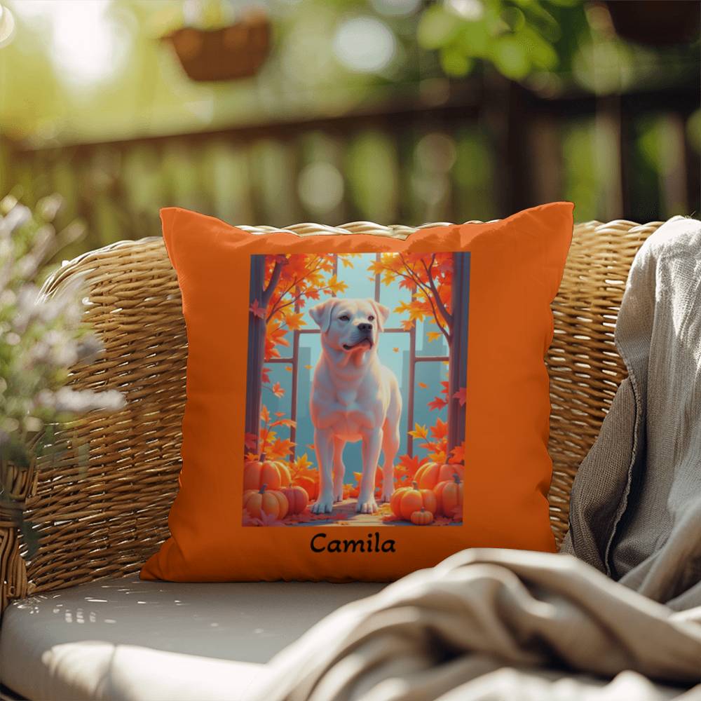 White Rottweiler pillow, personalized indoor outdoor dog cushion, water-resistant Rottie decor - MySisterIsASurvivor