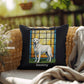 White Labrador Retriever Pillow, custom name stained glass dog décor for pet lovers