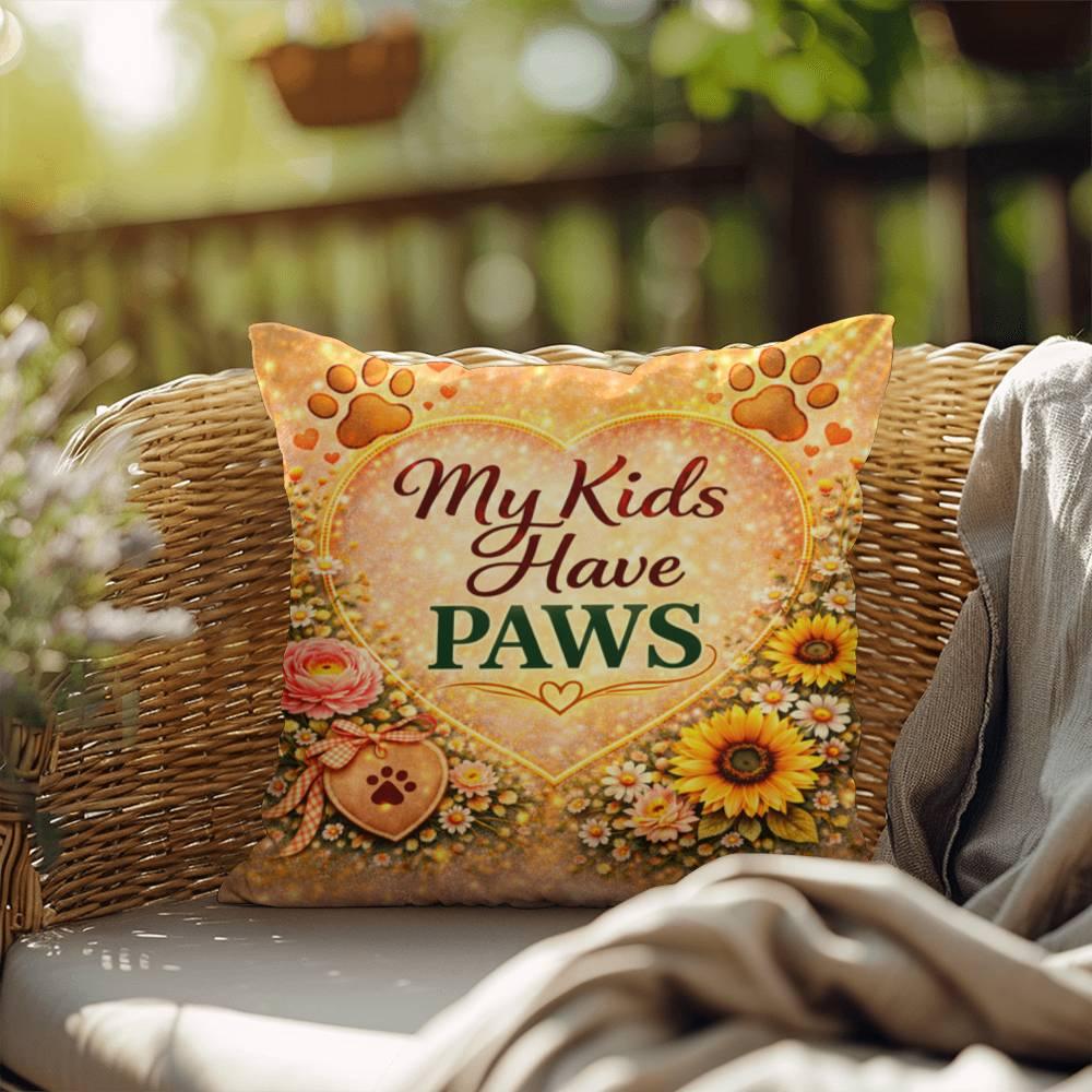 Shop our premium my kids have paws throw pillow from MySisterIsASurvivor.