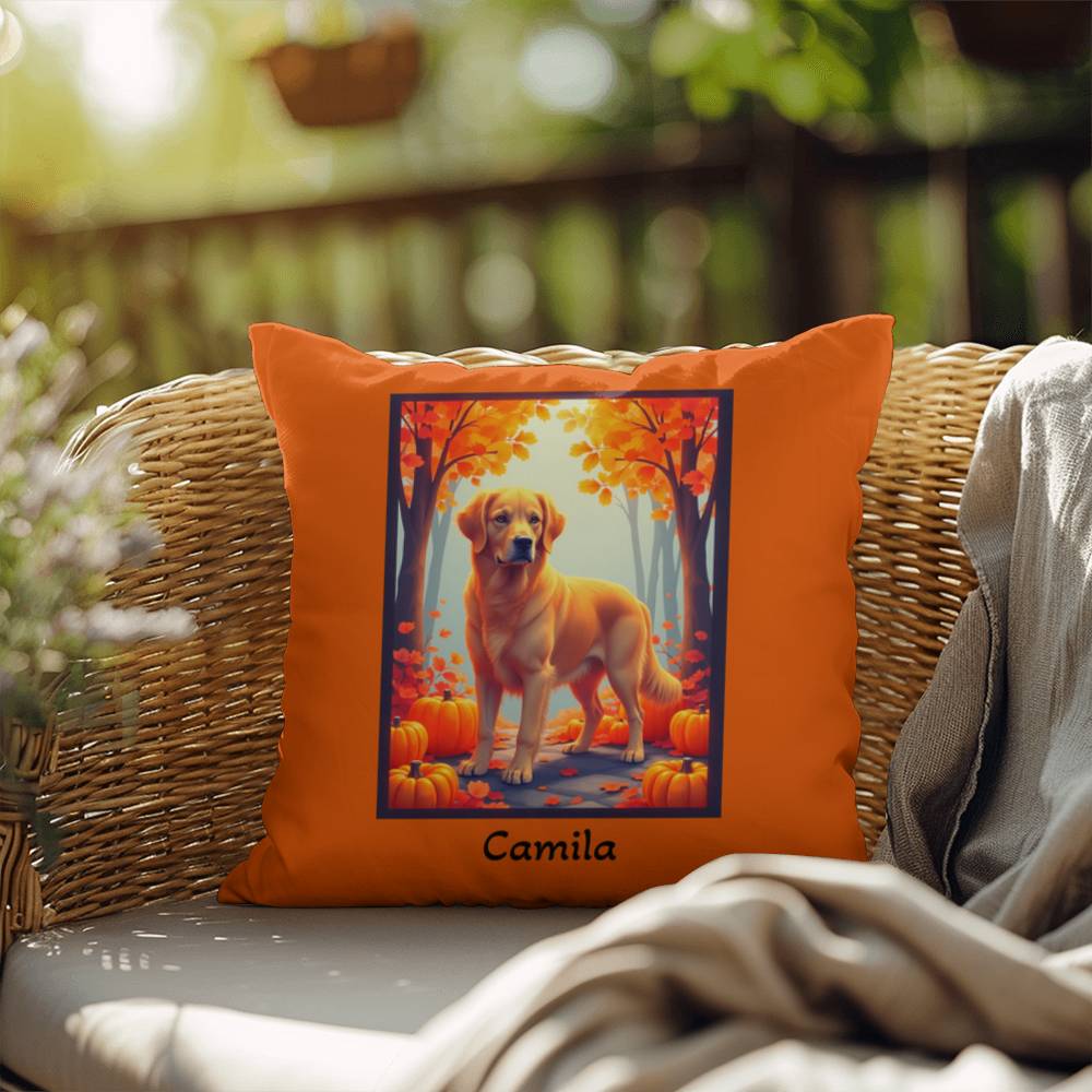 Golden Retriever pillow, custom indoor outdoor dog cushion, water-resistant accent - MySisterIsASurvivor