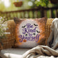 Inspirational Halloween indoor/outdoor pillow featuring “Be Kind To Yourself” for self-care and positivity