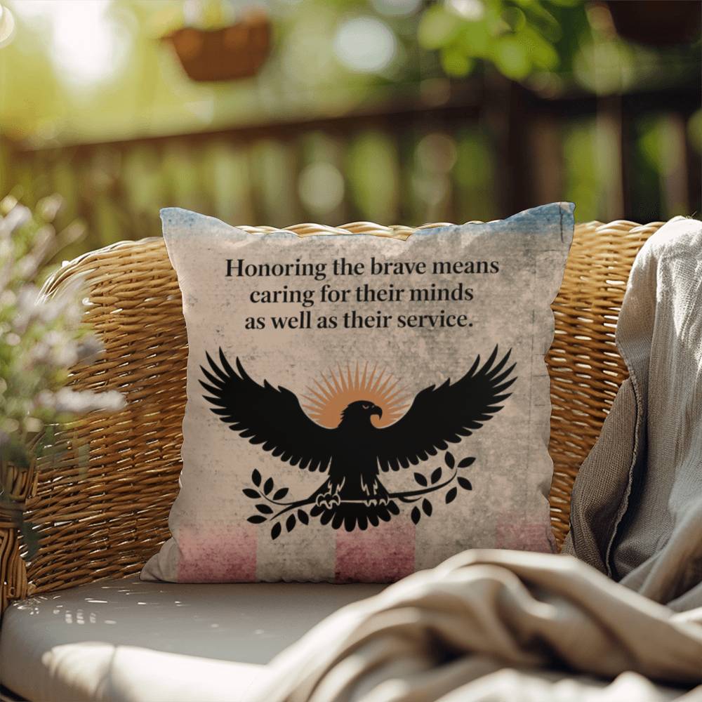 Honoring The Brave Indoor/Outdoor Pillow: Resilient Comfort - Mental Health & Memorial Tribute