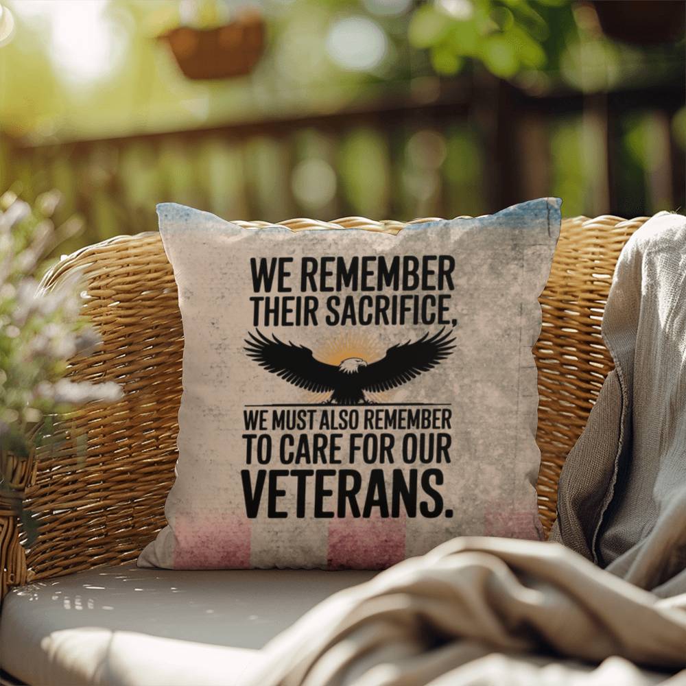 We Remember Their Sacrifice Indoor/Outdoor Pillow: Resilient Comfort - Mental Health & Memorial Tribute