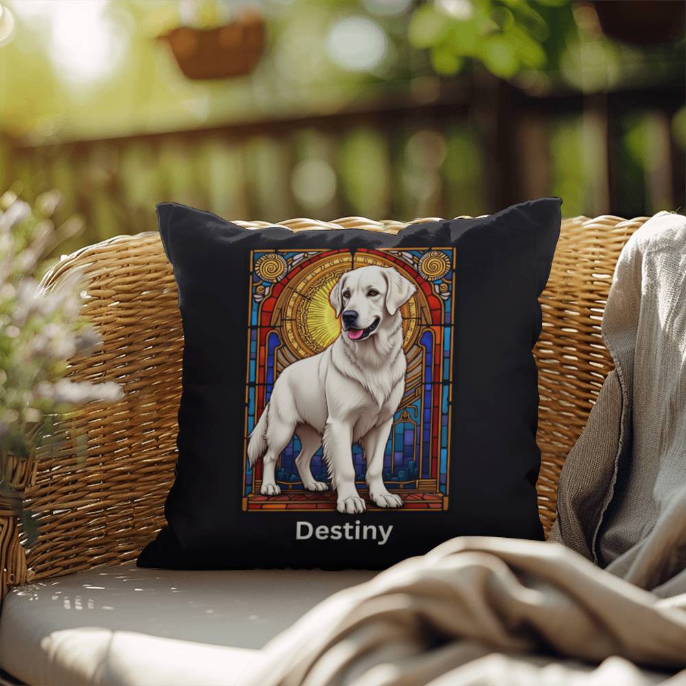 White Golden Retriever personalized indoor/outdoor pillow, dog lover home decor gift idea