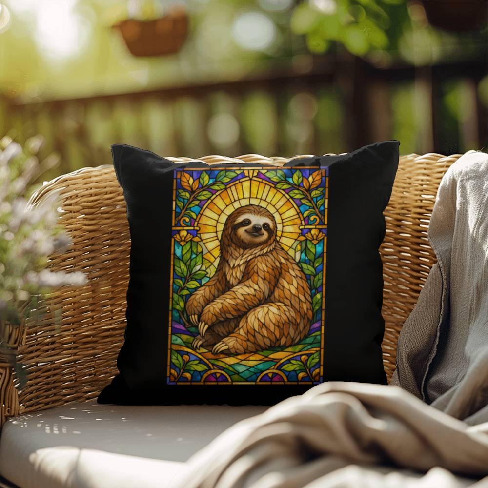 Shop our premium sloth stained glass style throw pillow from MySisterIsASurvivor.