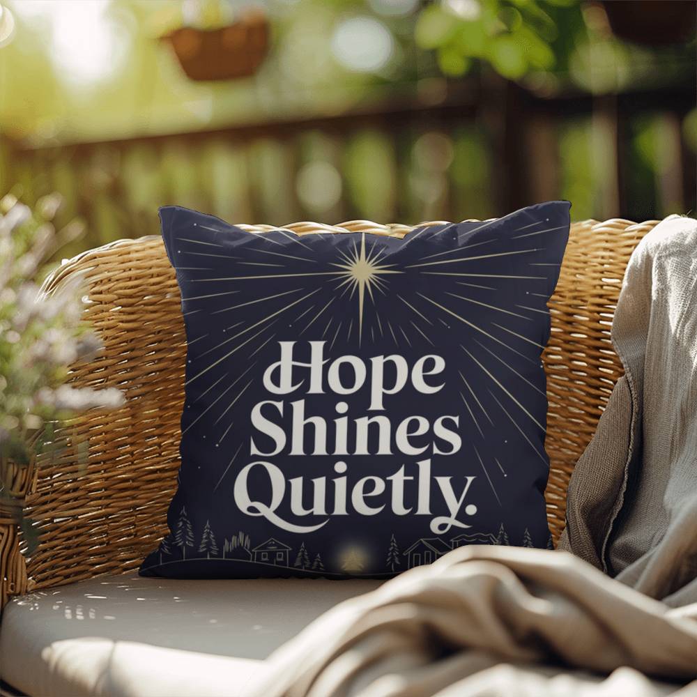Hope Shines Quietly Throw Pillow - Peaceful Christmas accent for reflection and serenity