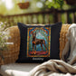 Doberman Pinscher (Brown & Rust) Indoor/Outdoor Pillow - Personalized Stained Glass Dog Tribute & Comfort Gift