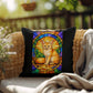 Shop our premium fennec fox stained glass style throw pillow from MySisterIsASurvivor.