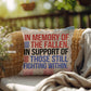 In Memory of the Fallen personalized patriotic pillow for veteran tribute, PTSD awareness, and Memorial Day remembrance