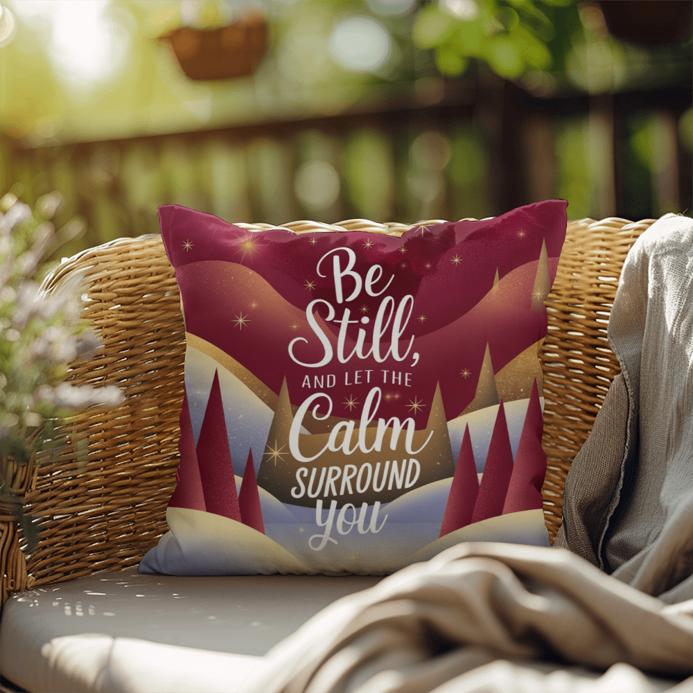 Be Still and Let the Calm Surround You Throw Pillow - Peaceful holiday accent for relaxation