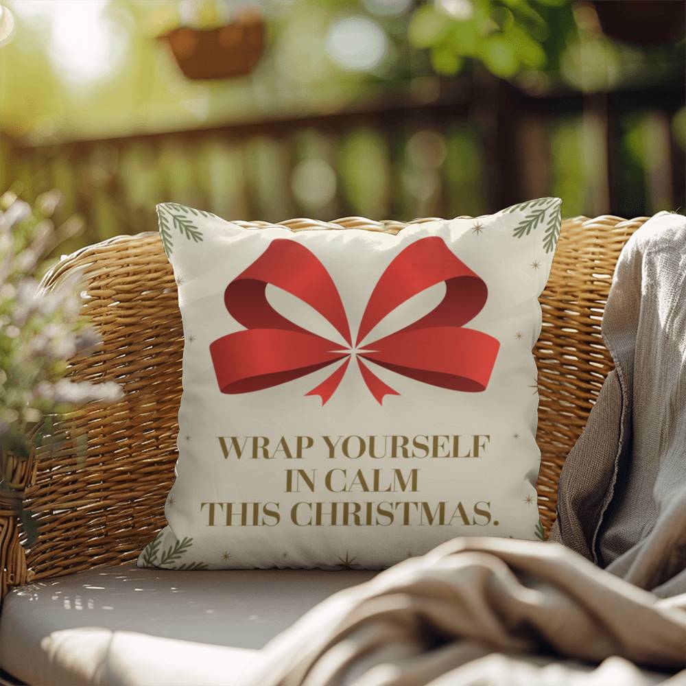 Wrap Yourself in Calm This Christmas Throw Pillow - Peaceful holiday décor for mindfulness