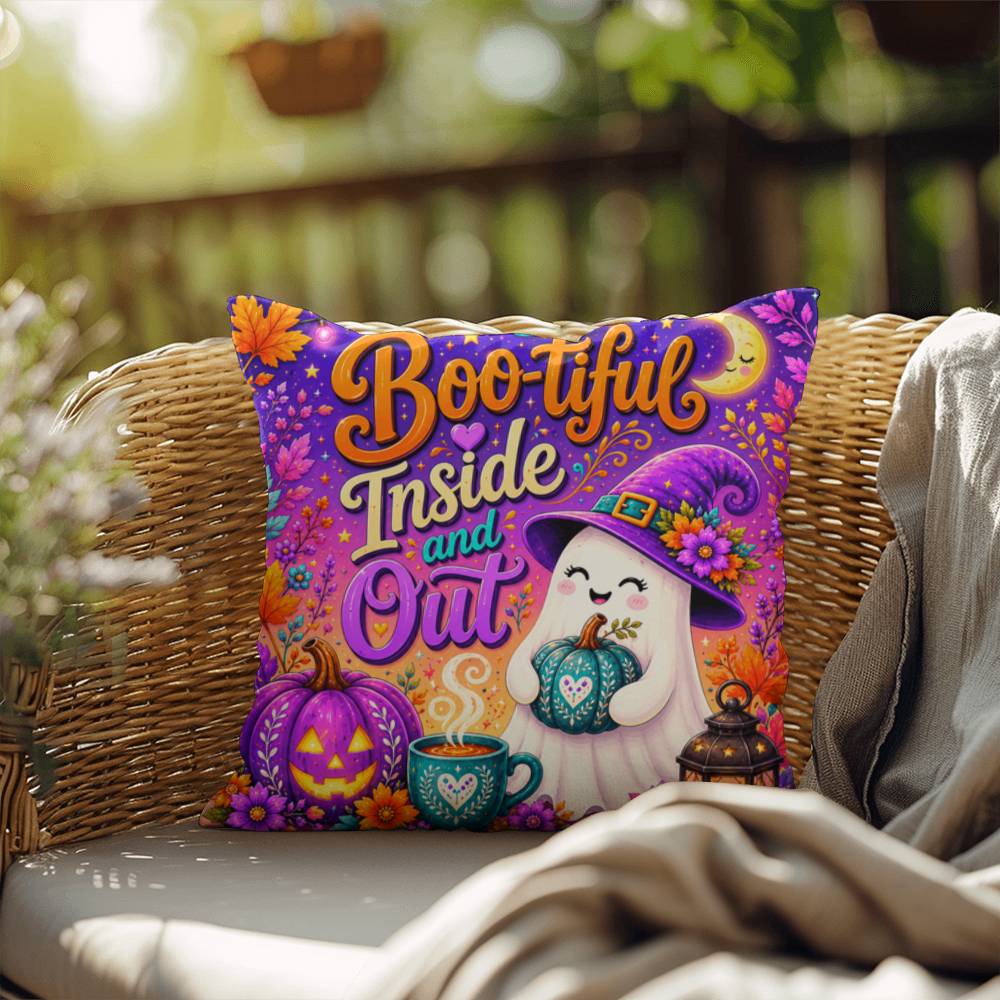 Boo-tiful Inside And Out message with witchy Halloween artwork and positive self worth theme