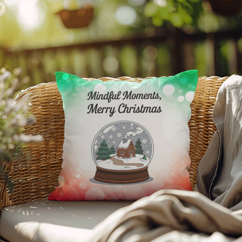 Mindful Moments, Merry Holidays Throw Pillow - Christmas wellness mental health decorative pillow