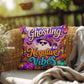 Ghosting Negative Vibes message with peace sign ghost artwork on a positive Halloween throw pillow