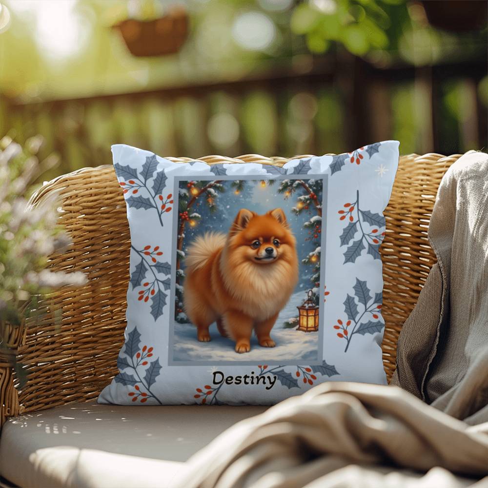 Pomeranian Orange Pillow - Festive Pom throw pillow, holiday dog pillow, cozy home accent