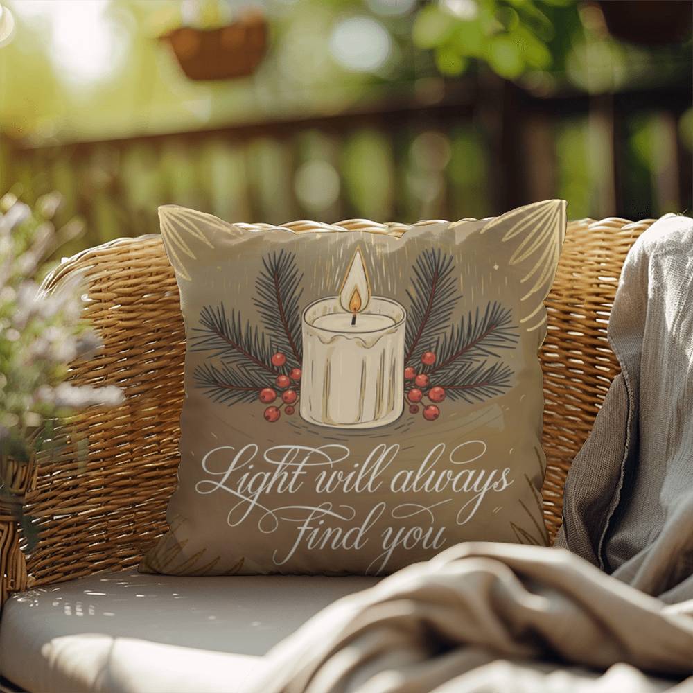 Light Will Always Find You Throw Pillow - Inspirational holiday décor for peace and hope