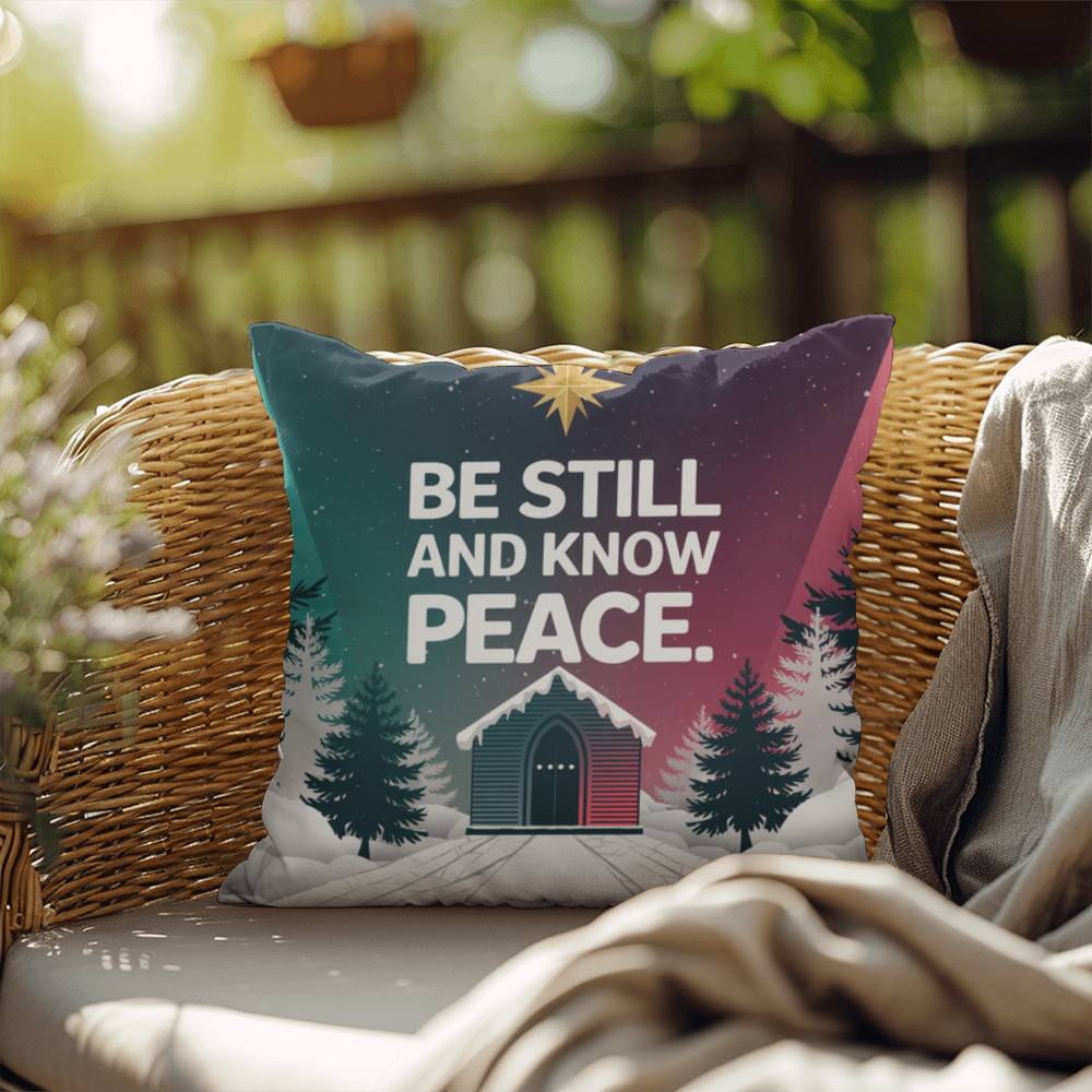Be Still and Know Peace Throw Pillow - Calm Christmas home décor for mindfulness and reflection