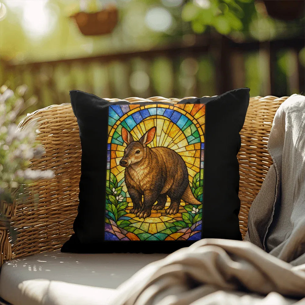Shop our premium aardvark stained glass style throw pillow from MySisterIsASurvivor.