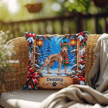Doberman (Fawn Isabella Coat) - Personalized Throw Pillow, Winter Woodland Gift for Dog Lovers