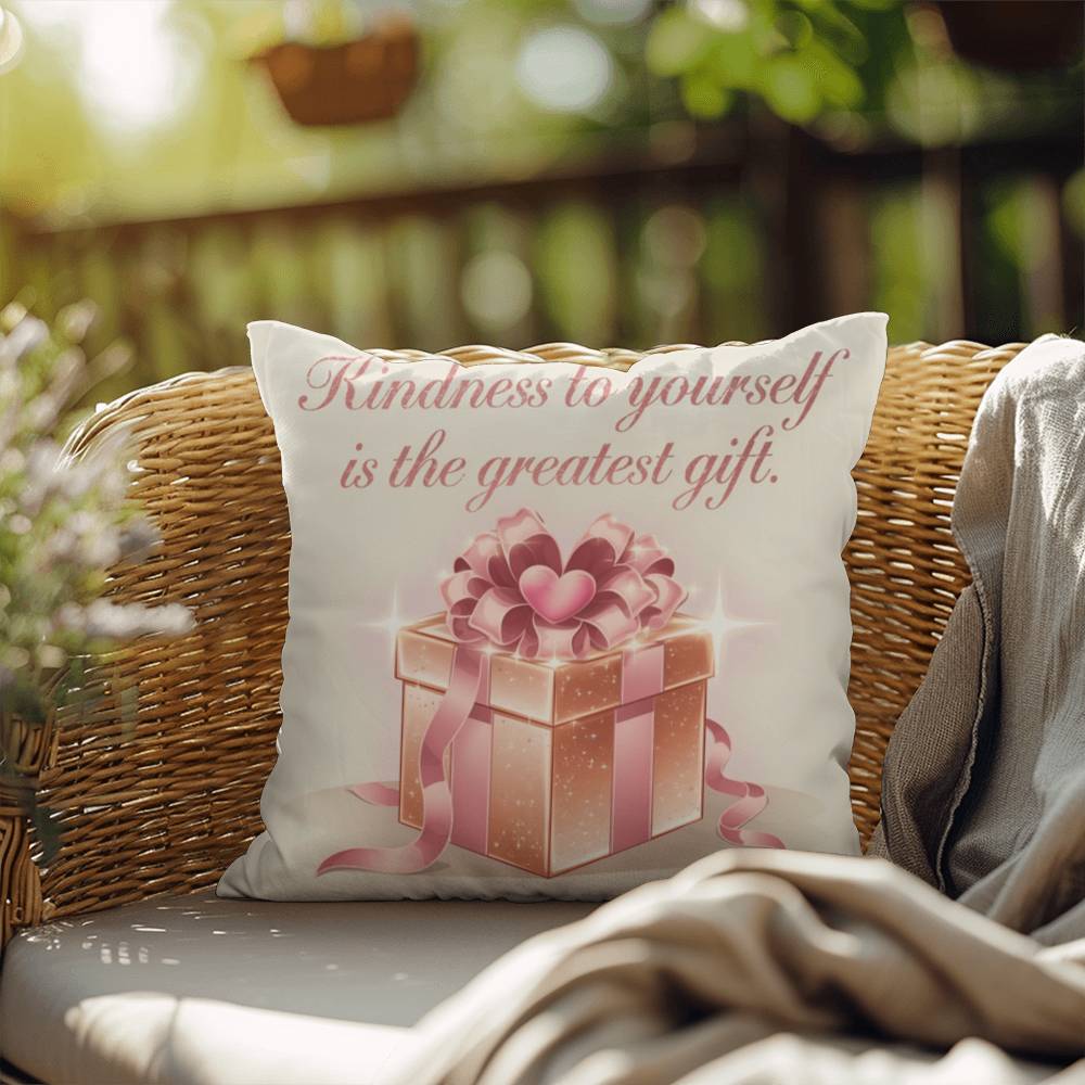 Kindness To Yourself Is The Greatest Gift: Indoor/Outdoor Pillow Self-Care for Relaxation, Mindfulness & Emotional Wellness