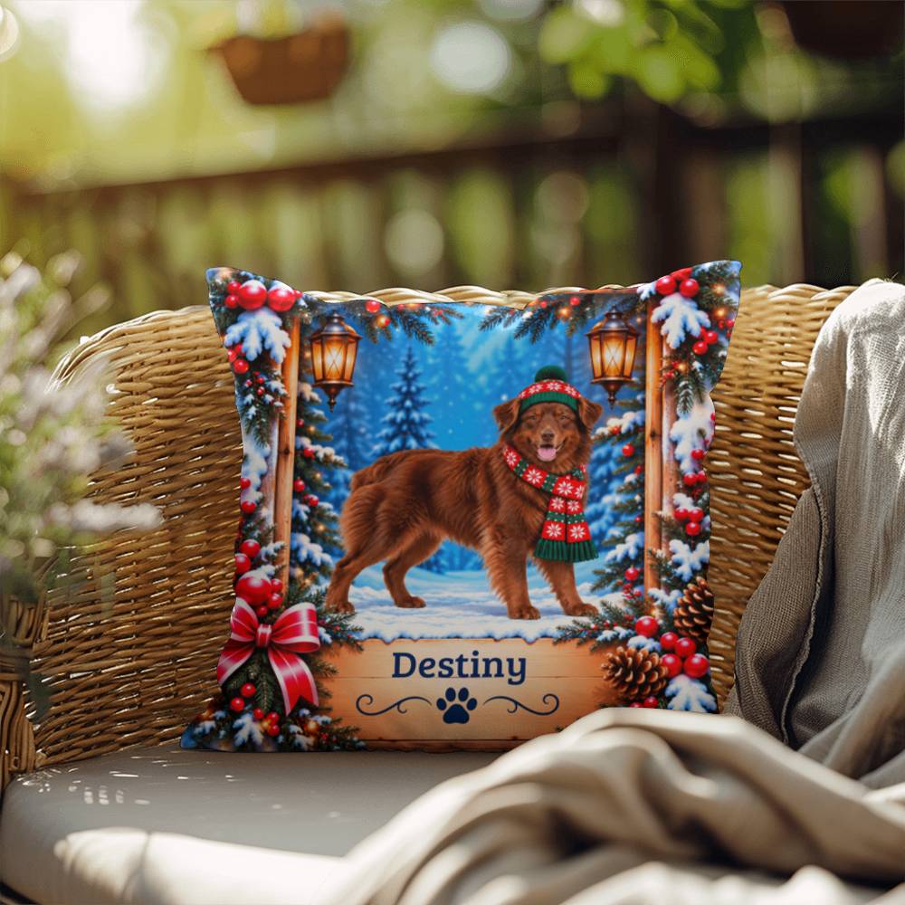 Australian Shepherd (Solid Red Coat) - Personalized Winter Throw Pillow for Aussie Dog Lovers