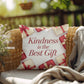 Kindness Is the Best Gift Throw Pillow - Mindful Christmas décor promoting peace and love