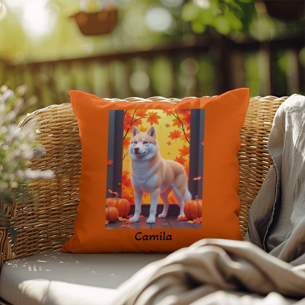 Siberian Husky Light Red Coat (Amber Eyes) Pillow, Indoor Outdoor Dog Cushion, Cozy Accent Gift