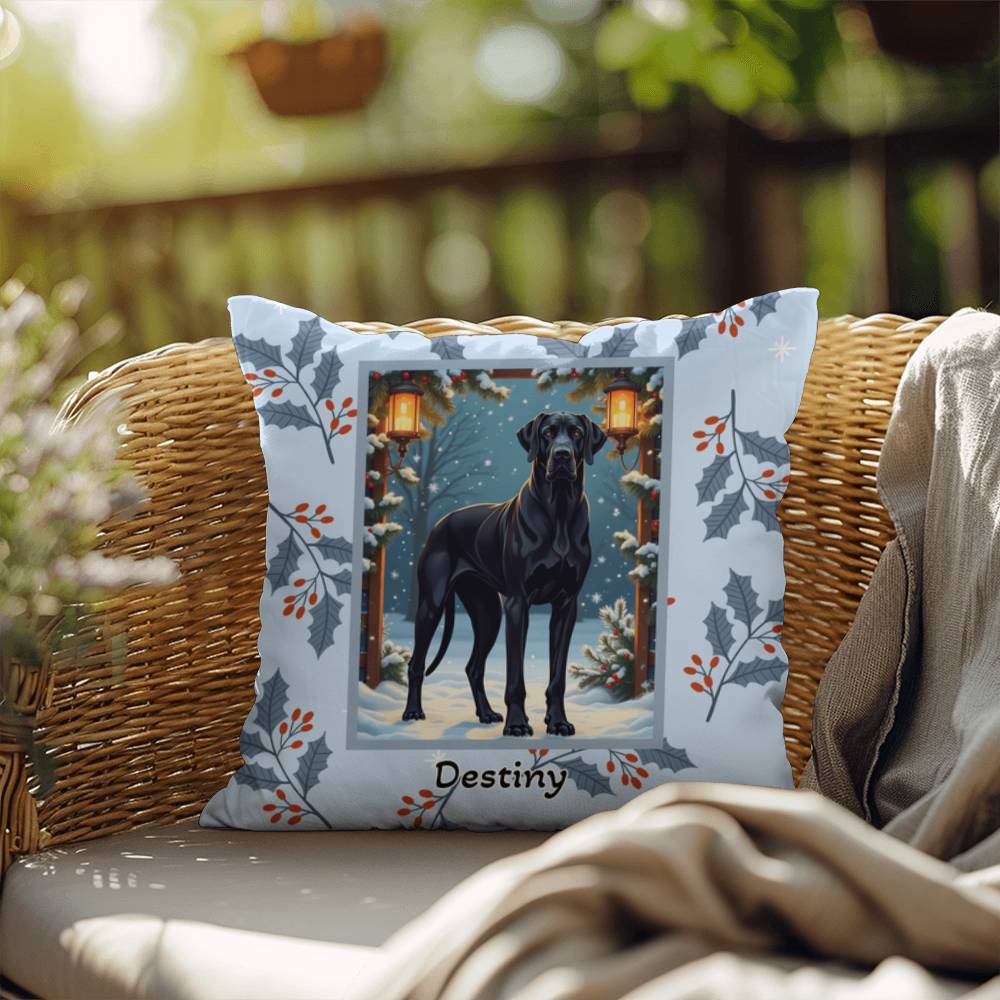 Great Dane Black Pillow - Gentle Giant throw pillow, winter Great Dane home decor, cozy dog accent