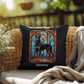 Doberman Pinscher (Black & Rust) Indoor/Outdoor Pillow - Personalized Stained Glass Dog Tribute & Comfort Gift