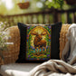 Shop our premium moose stained glass style throw pillow from MySisterIsASurvivor.