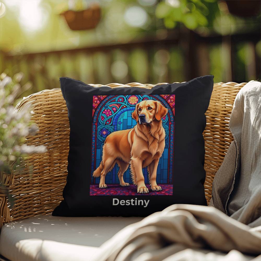 Light Golden Retriever personalized indoor/outdoor pillow, dog lover home or patio throw