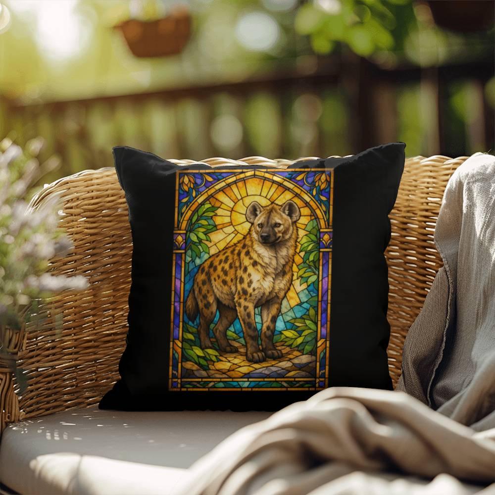 Shop our premium hyena stained glass style throw pillow from MySisterIsASurvivor.