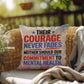 Their Courage Never Fades personalized veteran support pillow with military tribute and PTSD awareness message