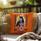 Siberian Husky Black & White Coat (Amber Eyes) Pillow, Indoor Outdoor Dog Cushion, Personalized