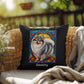 Pomeranian (Wolf Sable) Indoor/Outdoor Pillow - Personalized Stained Glass Dog Tribute & Comfort Gift