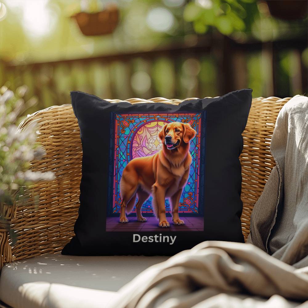 Dark Golden Retriever personalized indoor/outdoor pillow, dog lover home decor gift idea