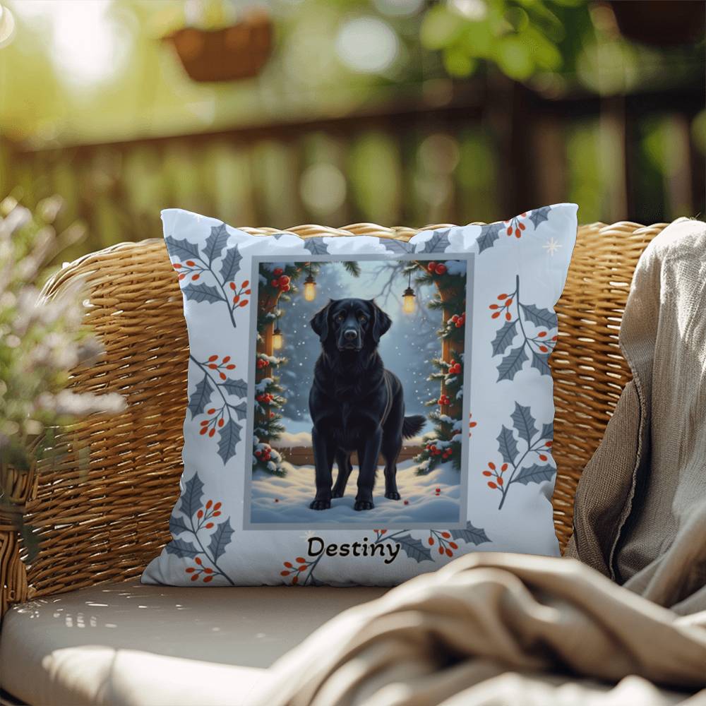 Golden Retriever Black Pillow - Holiday Golden Retriever pillow, indoor winter dog throw, cozy accent