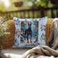 Doberman Blue & Rust Pillow - Festive winter throw pillow, personalized guardian dog home accent, cozy decor