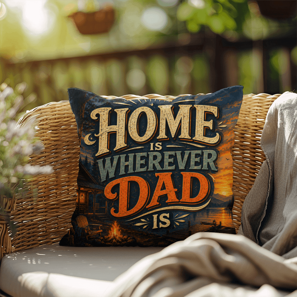 Shop our premium home is wherever dad is throw pillow from MySisterIsASurvivor.