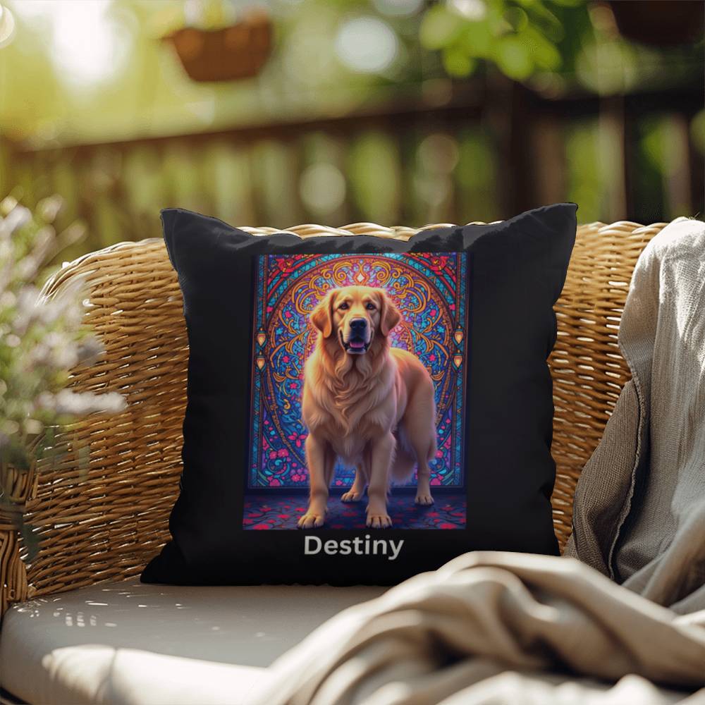 Light Cream Golden Retriever indoor/outdoor pillow, custom dog lover throw pillow for home