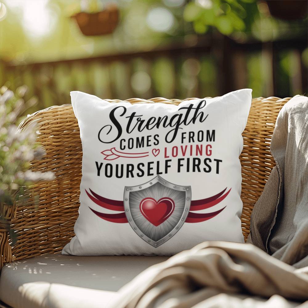 Strength Comes From Loving Yourself First: Indoor/Outdoor Pillow Self-Care for Relaxation, Mindfulness & Emotional Wellness