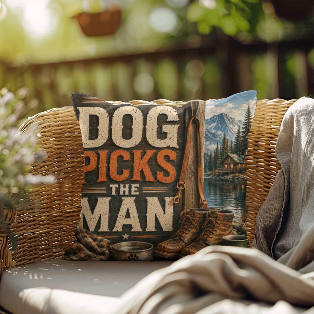 Shop our premium the dog picks the man throw pillow from MySisterIsASurvivor.