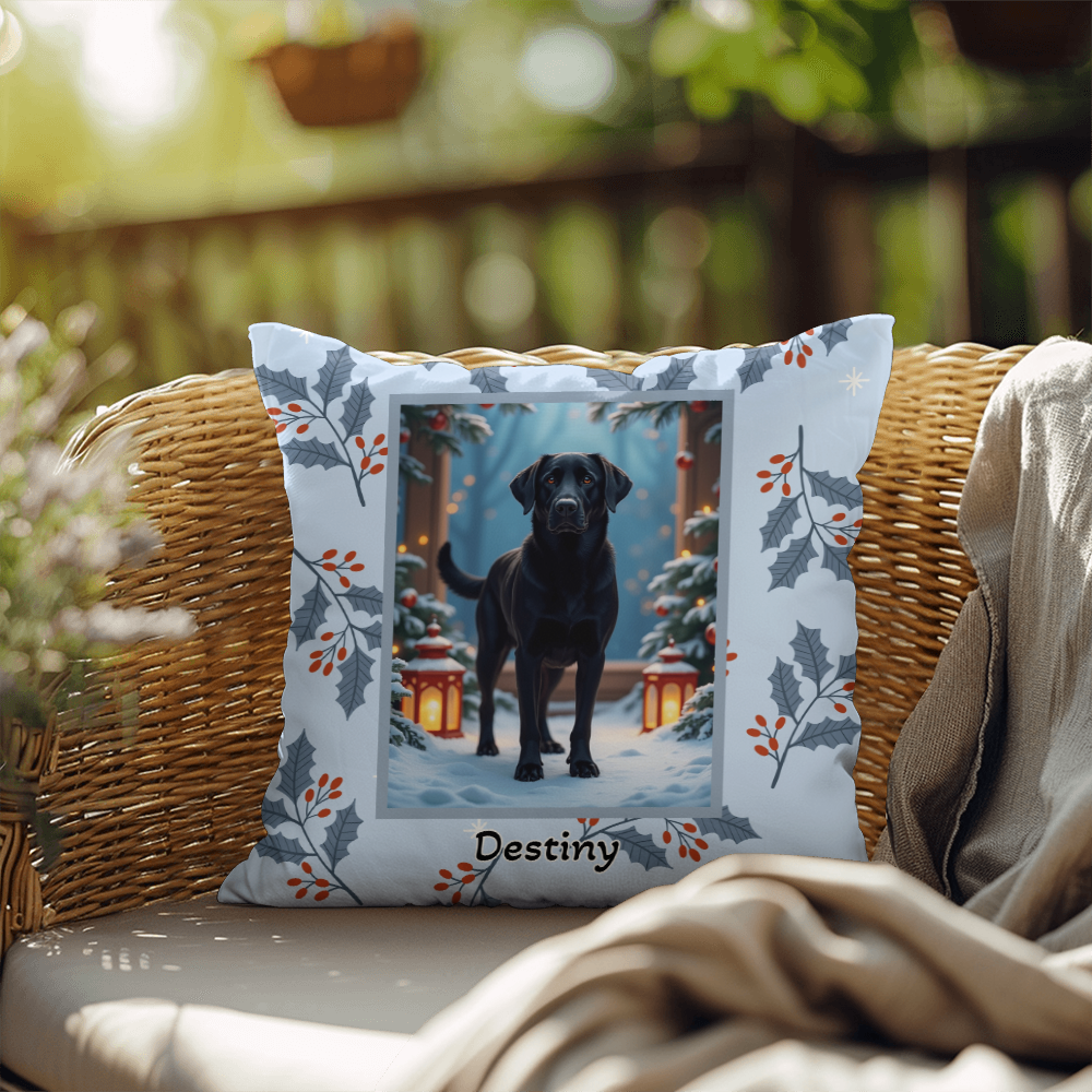 Labrador Retriever Black Pillow - Classic Lab throw pillow, cozy winter dog decor, personalized home accent