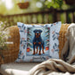 Rottweiler Blue Pillow - Guardian Rottweiler pillow, winter dog throw, indoor/outdoor home accent