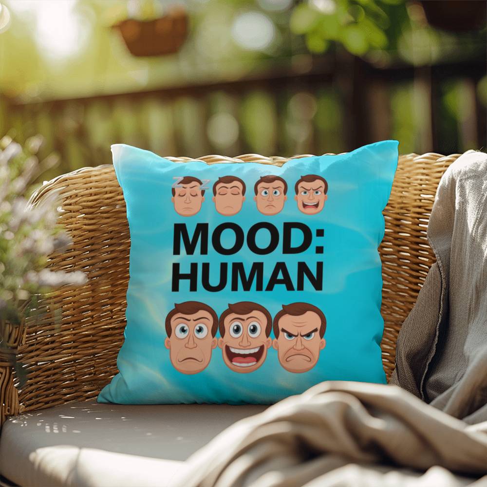 Mood: Human Indoor/Outdoor Pillow -Mental Health Support, Self-Care Decor, Anxiety Relief Throw Cushion