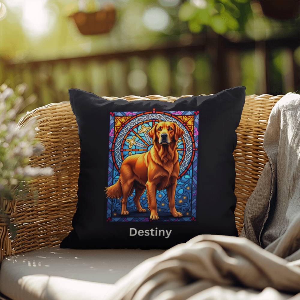 Red Golden Retriever indoor/outdoor pillow, custom dog lover throw pillow gift for pet parents