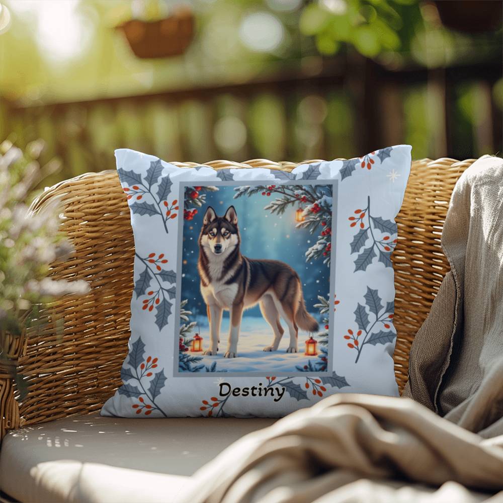 Husky Agouti & White Pillow - Arctic Husky throw pillow, cozy winter dog decor, personalized accent