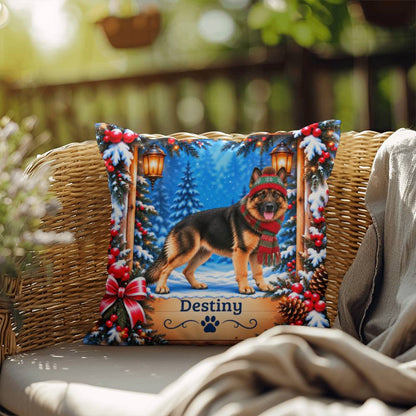 German Shepherd (Blanket Coat) - Personalized Winter Pillow, Custom Name Gift for GSD Owners
