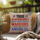 True Remembrance Means Caring custom military pillow for PTSD awareness, Memorial Day tribute, and emotional healing
