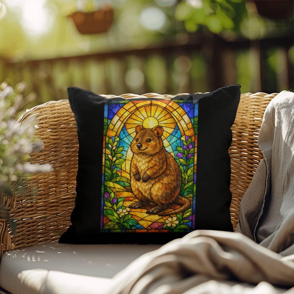 Shop our premium quokka stained glass style throw pillow from MySisterIsASurvivor.